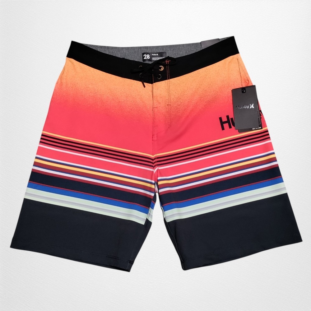 Hurley Phantom Boys Board Shorts Size 28 (16) Colorful Striped Swim Trunks NWT